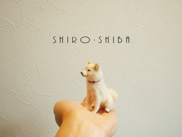 羊毛フェルト【白柴】しばいぬ☆柴犬☆ハンドメイド☆ドールハウス