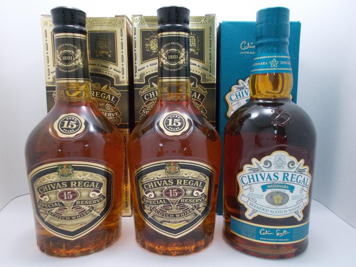 古酒 3本セット CHIVAS REGAL シーバスリーガル 15年 MIZUNARA