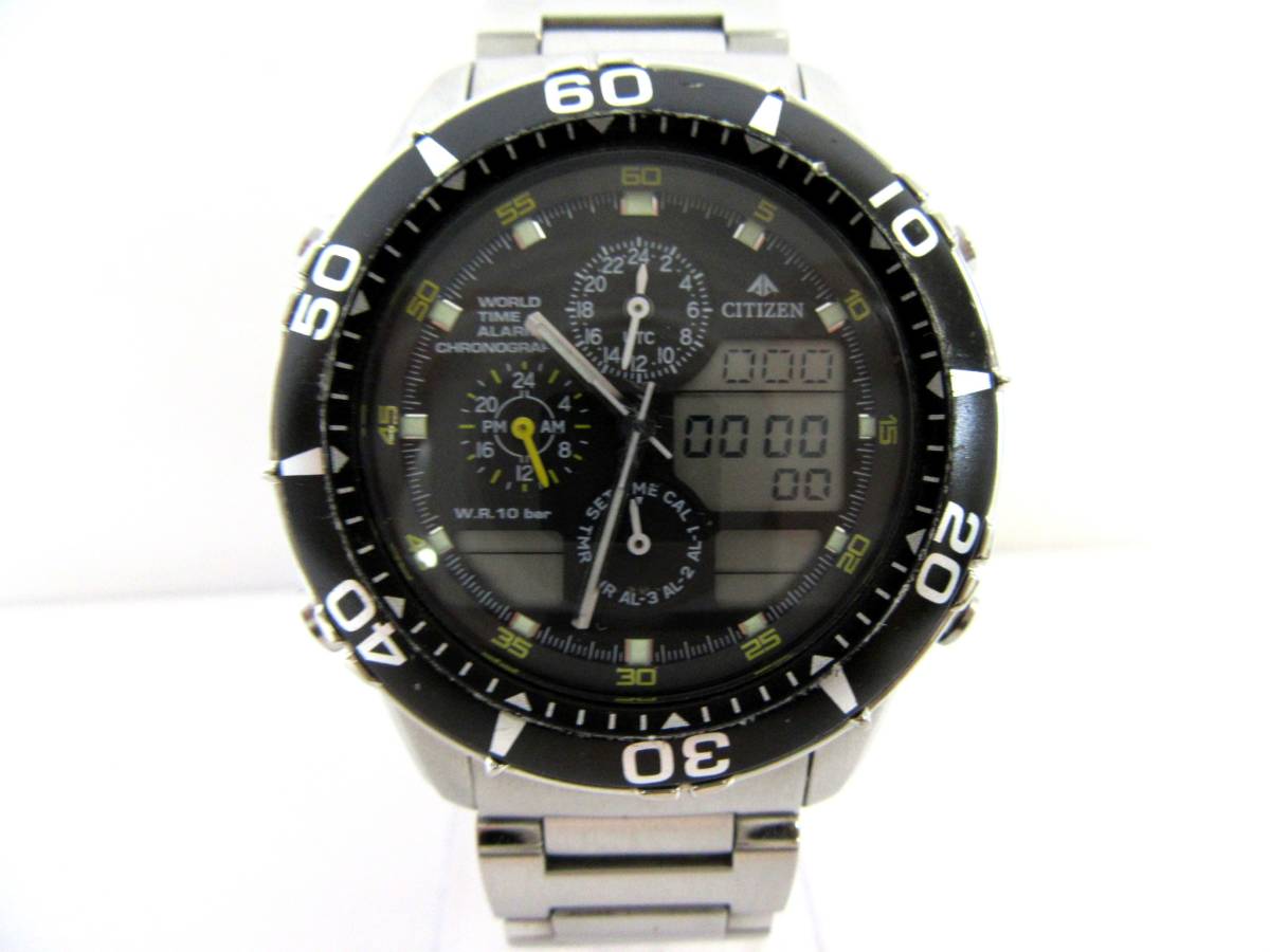 シチズン プロマスター C300-T009603 多機能アナデジ レトロ 洗浄済 CITIZEN/シチズン】プロマスター/④/C-300 T009603/WORLD TIME ALARM