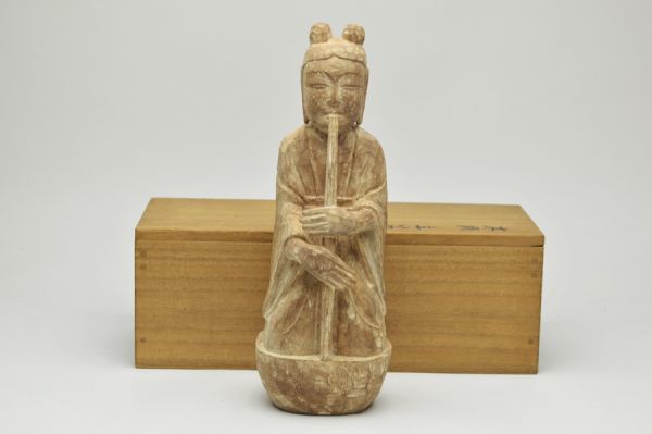 ☆仏教美術「法隆寺金堂天蓋付属飛天「立笛」写し」太田古朴造☆大和