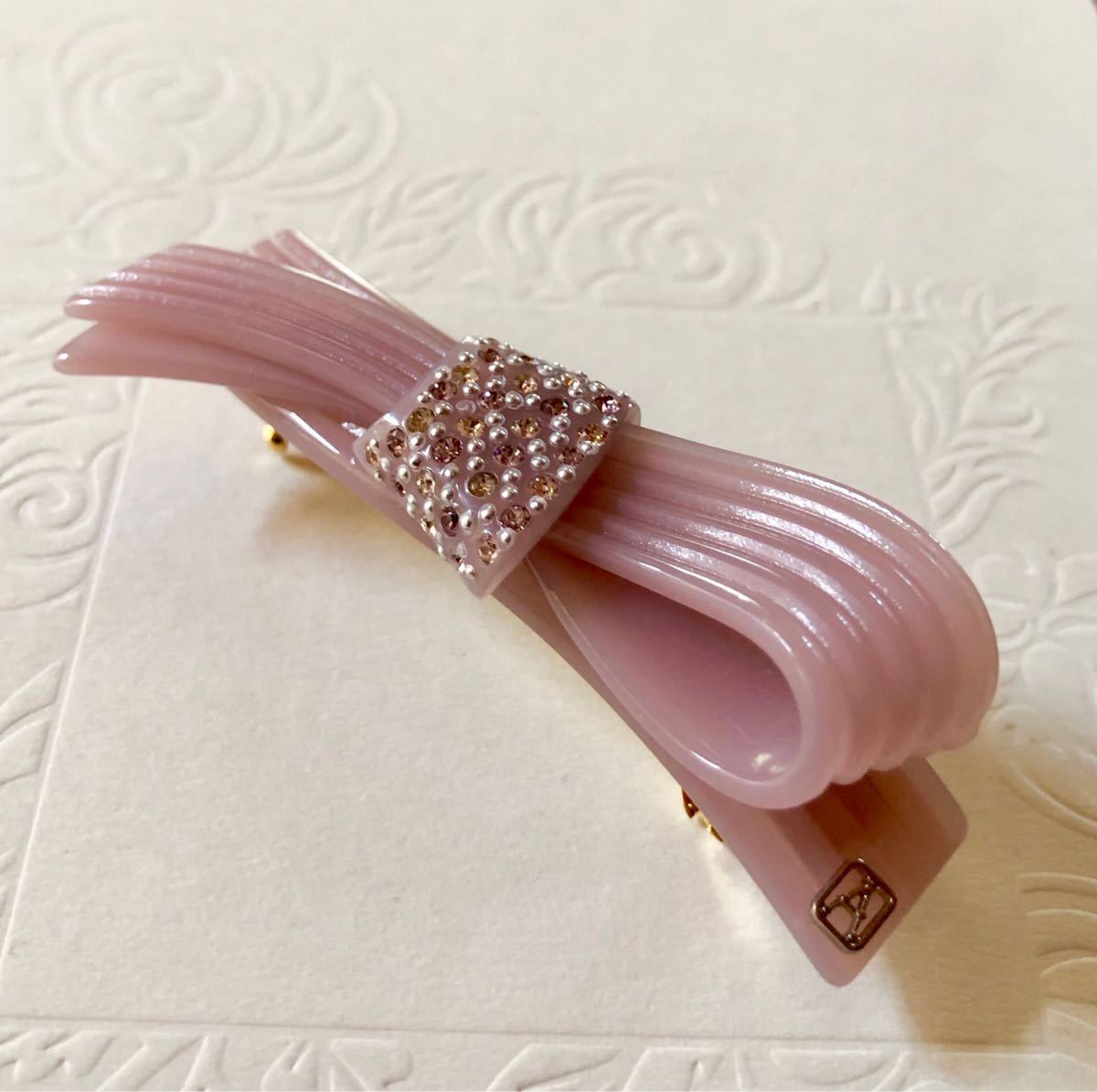 acca/アッカ/ピンク/リボンバレッタ 美品 acca アッカ リボン 細長