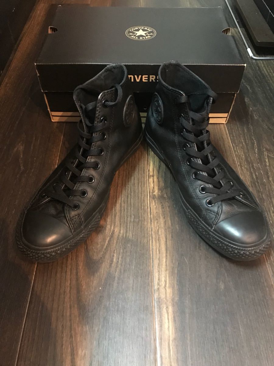 オールスター コンバース HI STAR ALL 同じコンバースのオールスターのブラックなのに、見た目も機能も全然 【希少・美品】コンバース レザー オールスター ハイカット モノクローム 海外企画 ブラック 黒 チャックテイラー 海外限定