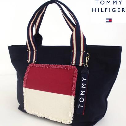 『完売品』*日本未発売*新品(tb76)TOMMY HILFIGER トートバッグ(B4対応) 濃紺 Navy【*厚手キャンパス地】(シッカリとしたトートバッグ)