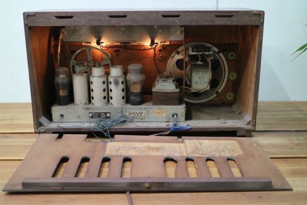 昭和レトロ National 真空管ラジオ SUPER-HET BX-130 作動OK！ k73