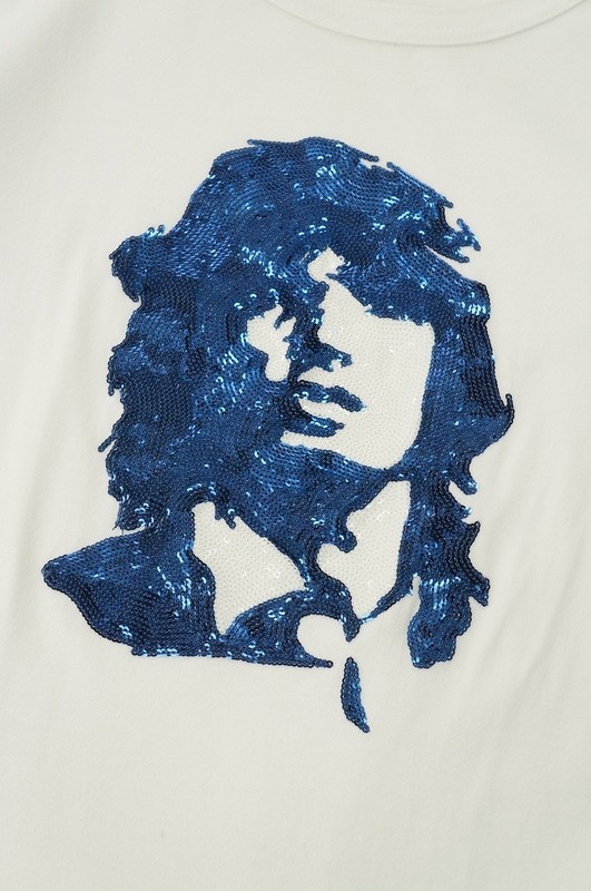 L4403*Dartin Bonaparto/ダルタンボナパルト*MICK/スパンコール/Tシャツ半袖カットソー/ホワイト系/L相当