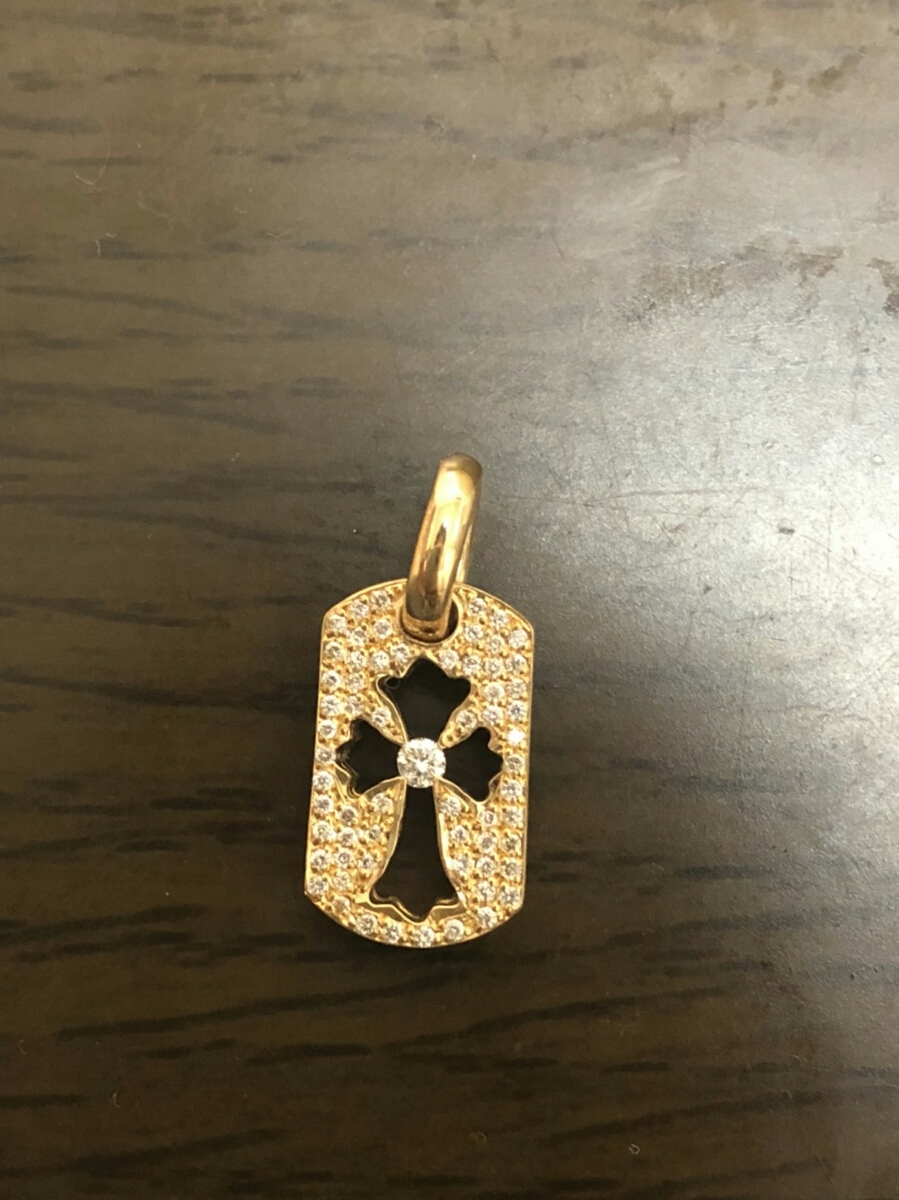22k P/DIA ドッグタグ カットアウトクロス パヴェダイヤ クロムハーツ