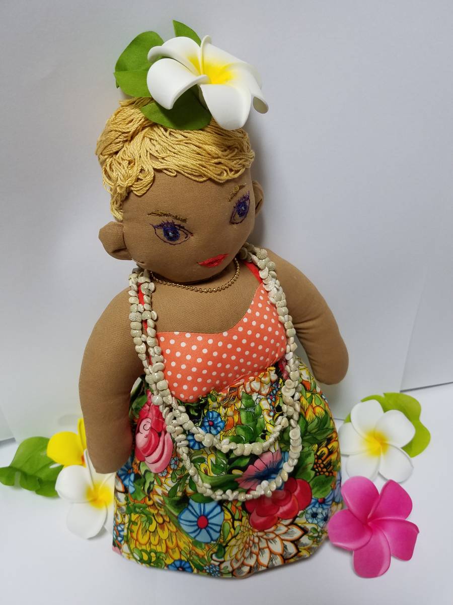 ハンドメイド 36センチ】手作り ハワイアン人形 フラガールドール