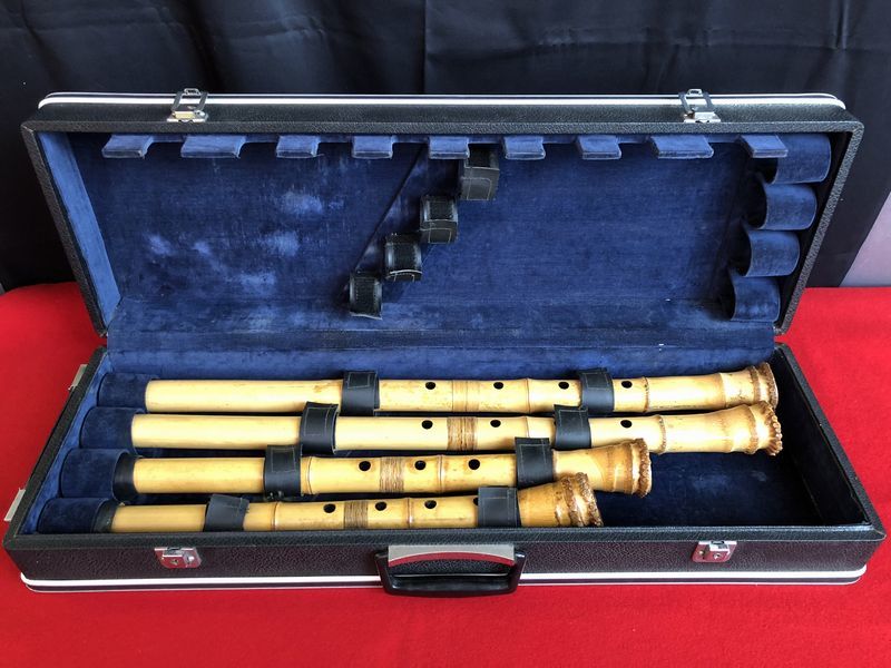 2524 1円 都山流 尺八寸管 胡蝶 楓 1.8寸 他 尺八 和楽器 計2点 セット