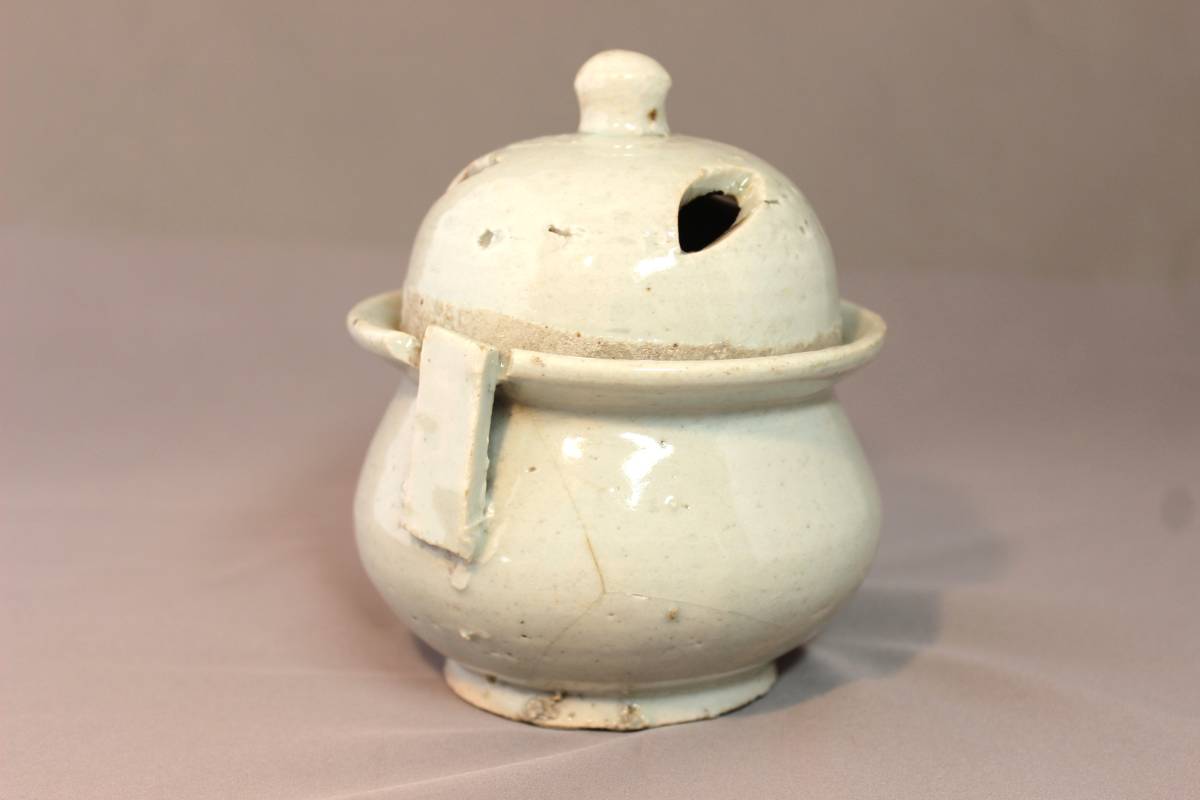 R1) 李朝 白磁 蓋付 耳付 李朝白磁香炉 香炉 李朝時代 < R1) 李朝 白磁 蓋付 耳付 李朝白磁香炉 香炉 李朝時代 <