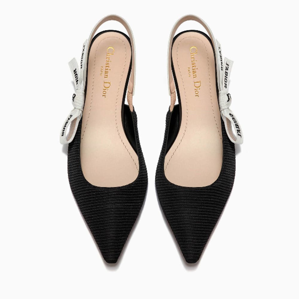 美品　■Dior■　ディオール　入手困難リボンパンプス　37　23.5　フラット　ブラック BALLERINA IN TECHNICAL CANVAS AND J’ADIOR RIBBON