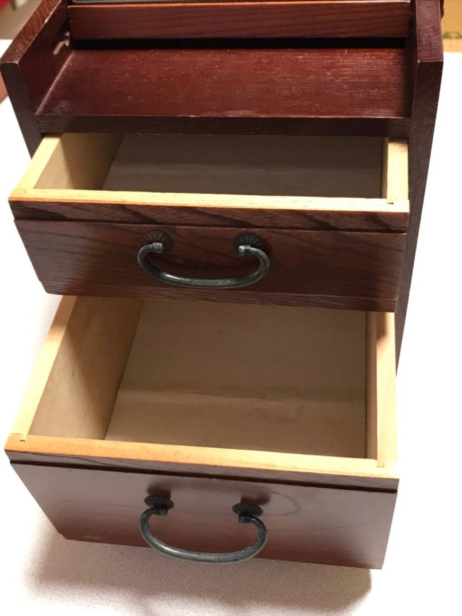 【鏡付き】化粧道具箱／木箱／整理箱／道具箱／針箱／小物入れ／昭和レトロ／古道具／アンティーク／インテリア／用途いろいろ_3