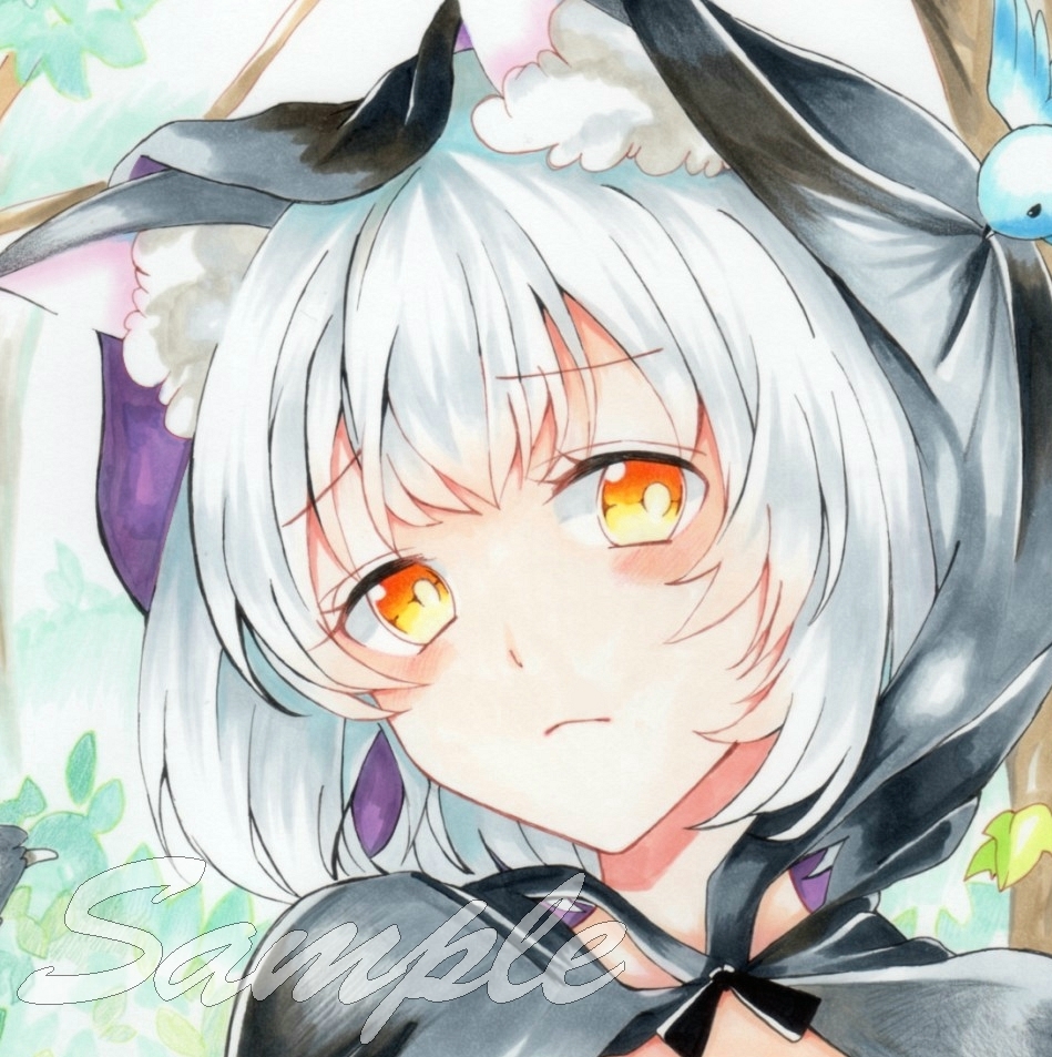 手書きイラスト(オリジナル)”オオカミずきんの女の子”A4_1