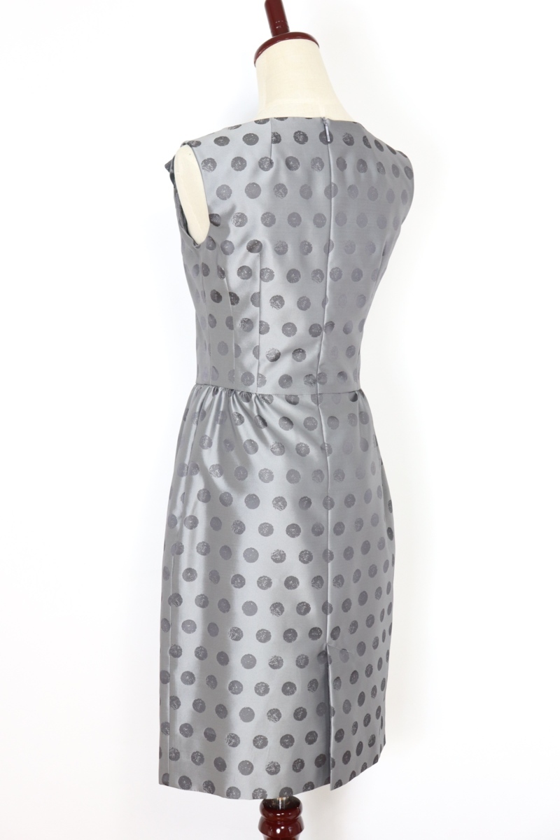 ★Rene★ルネ　ブローチ付水玉ワンピース　6736130　グレー　34　2017年　美品