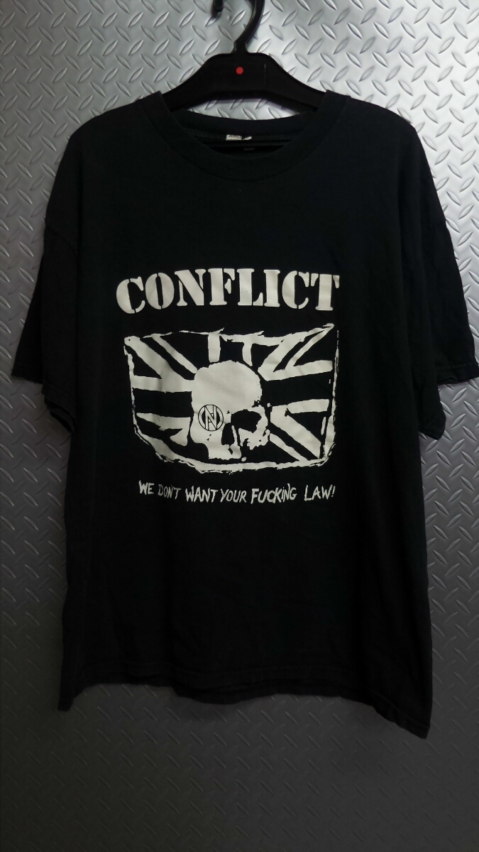 ハードコアパンクスタイル90'sビンテージCONFLICTオフィシャルTシャツ