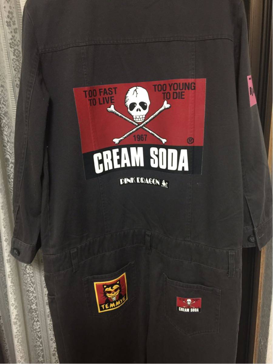 クリームソーダ プリント つなぎ 中古 使用感あります。 ハンドメイド