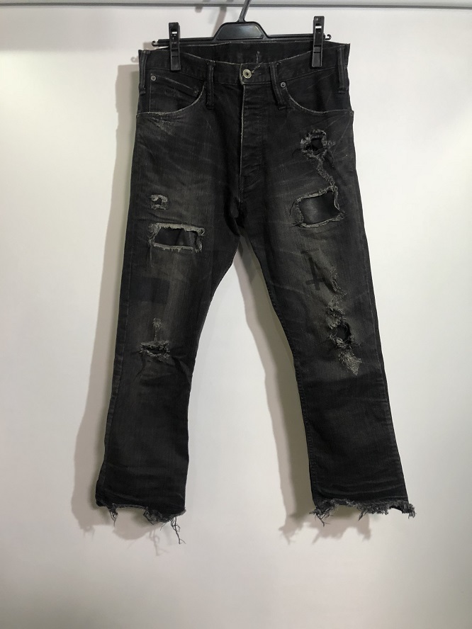 LGB ルグランブルー クロップド クロス レザー デニム パンツ LGB 