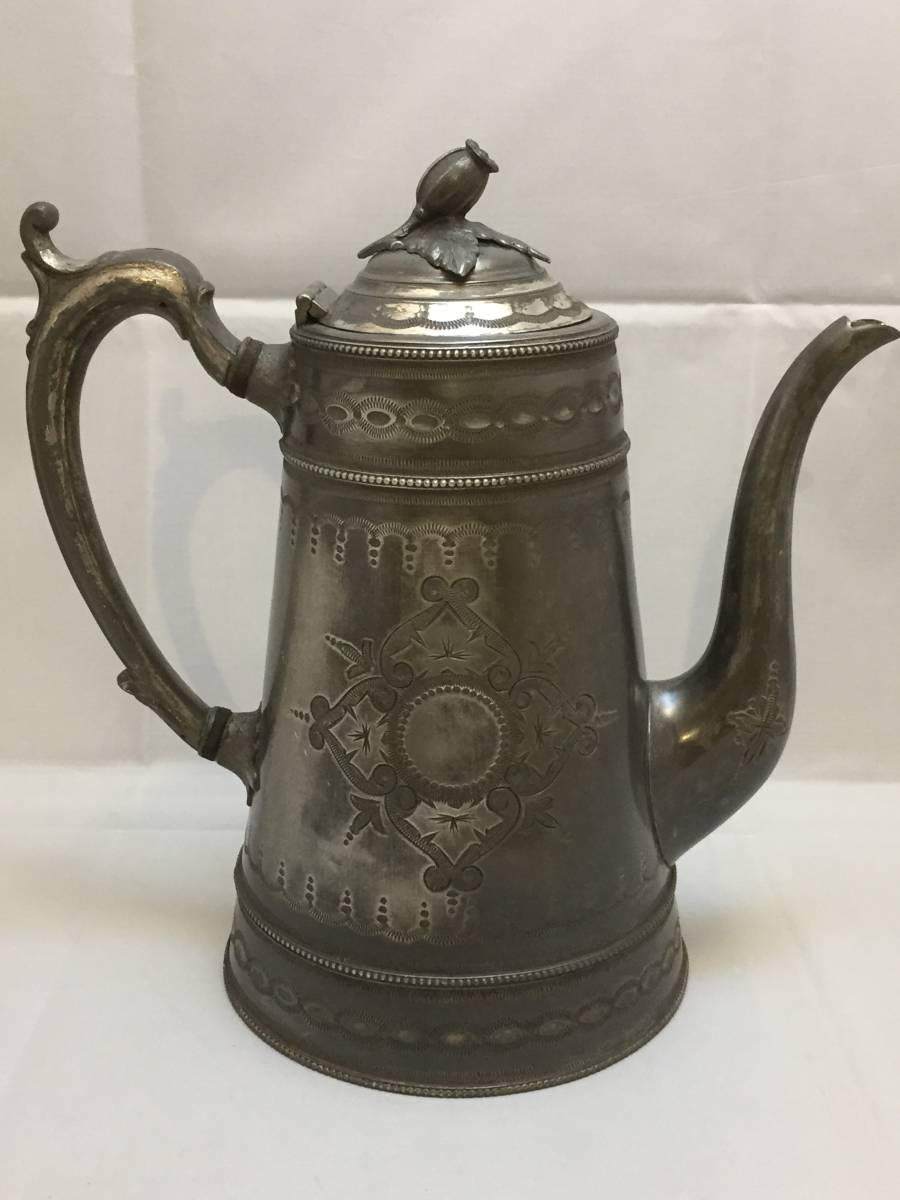 英国イギリス製 ケルト模様 アザミ コーヒーポット シルバープレート