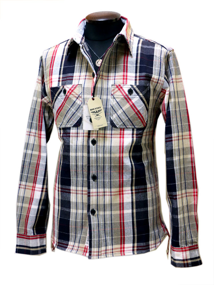 限定セール，送料無料 HOUSTON ヒューストン 2018年 秋冬 ビエラチェック 長袖ワークシャツ ネルシャツ グレー Ｌサイズ #40468(Lサイズ)｜売買されたオークション情報、yahooの商品情報をアーカイブ公開 - オークファン ワークシャツ