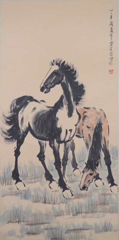 駿馬図 徐悲鴻」中国近代画家 美術教育家 肉筆保證 時代保證 唐物唐本