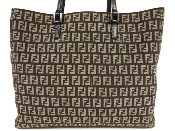 FENDI フェンディ FF ズッカ柄 ハンドバッグ キャンバス×レザー系