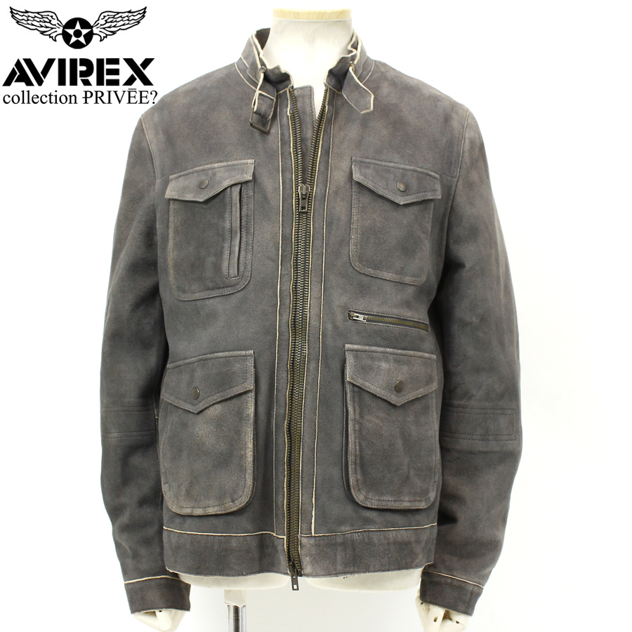 品質保証，正規保証 参考価格12万 極 AVIREX アヴィレックス collection PRIVEE コラボ 羊革 スエードレザー M-65タイプ ミリタリーブルゾン グレー 52(ジャケット、上着)｜売買されたオークション情報、yahooの商品情報を 男性用
