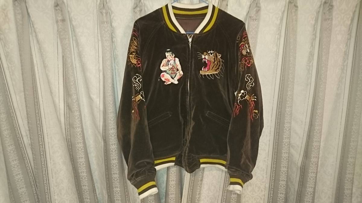 【希少】HOUSTON ベロア スカジャン 別珍 桃太郎 金太郎 リバーシブル レア HOUSTON ヒューストン 金太郎・桃太郎 リバーシブルスカジャン