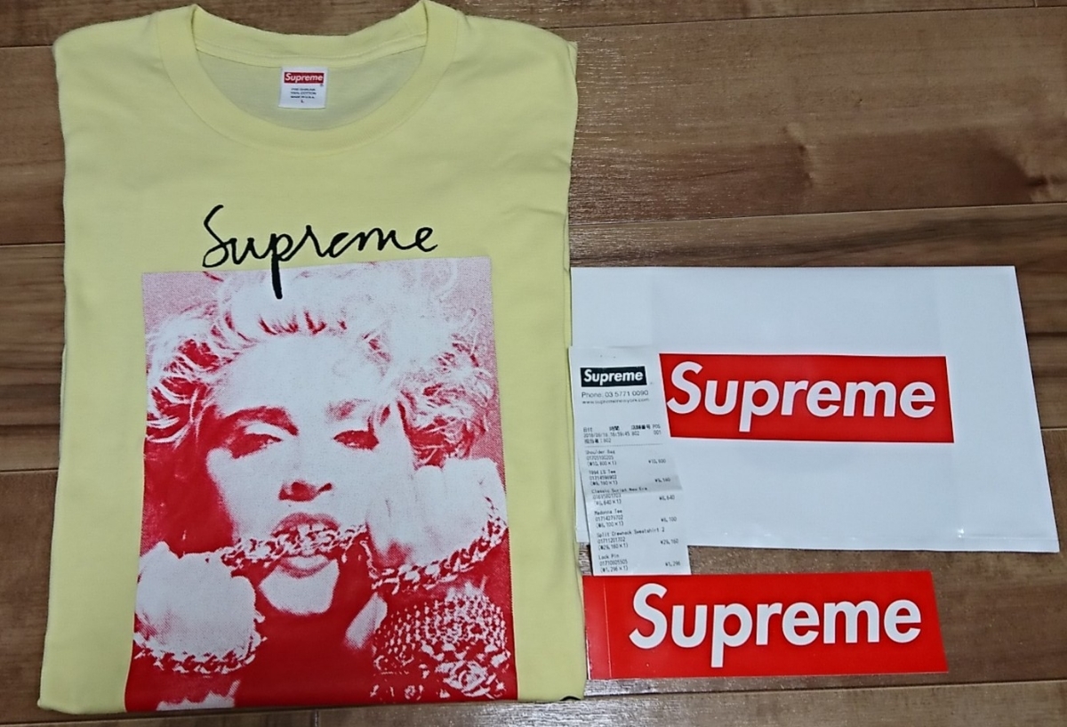 18aw Supreme Madonna Tee Pale Yellow Tシャツ イエロー サイズ L 