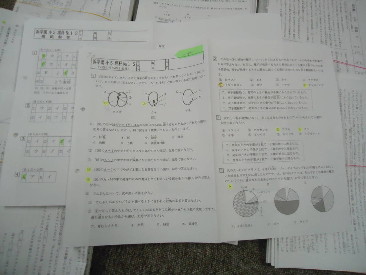 浜学園 復習テスト Sクラス 算数 3教科 小4 2023年 マスター 公式通販