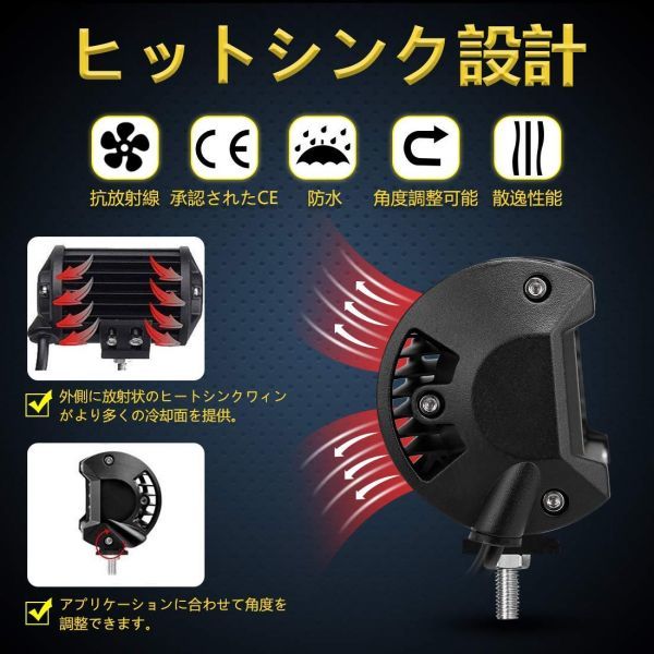 ◇送料無料◇BORDAN LED作業灯 デッキライト フォグランプ ５インチ イエロー 72ｗ 12-24v 兼用 広角狭角一体 トラック 重機機械 ガレージ
