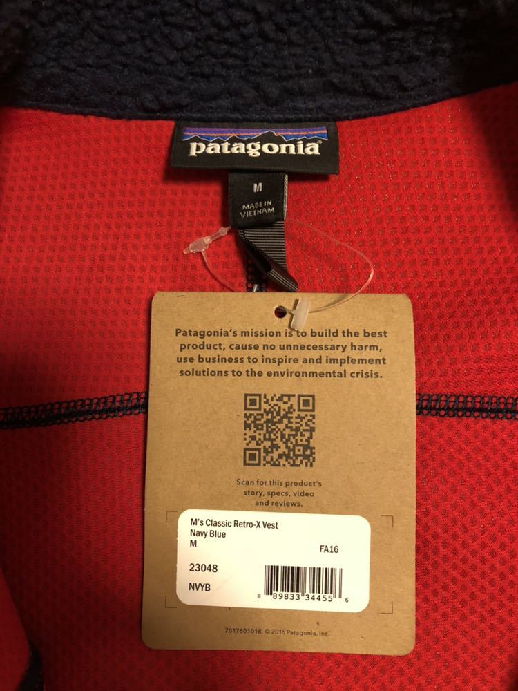 新品 2016年 patagonia メンズ クラシックレトロX ベスト ネイビー×レッド 23048 FA16 Mサイズ