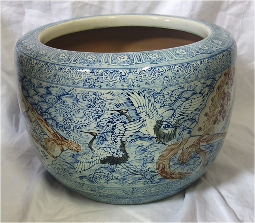 古伊万里大火鉢 伊万里 大火鉢 大型火鉢 染付 時代物 大正～昭和 骨董 ☆ 【公式通販】