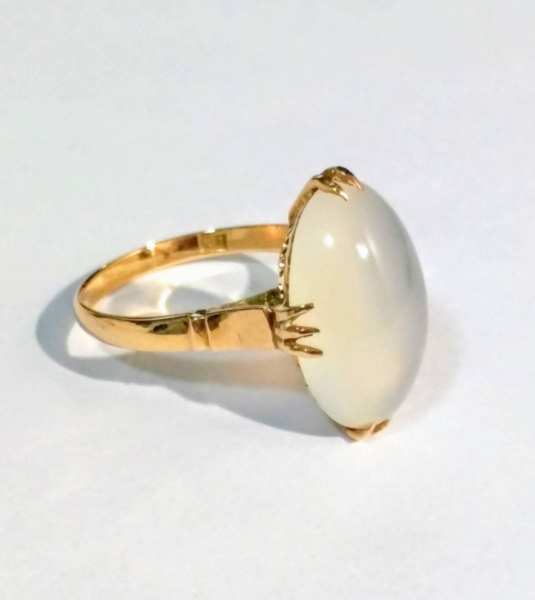 ヴィンテージ　ゴールドメッキ　指輪　リング　クリアストーン　中古 格安】K18 昭和ジュエリー ミルキーカラー ヴィンテージリング 13号