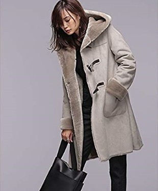 美品☆ナノ・ユニバース☆フェイクムートン ダッフルコート ライト 