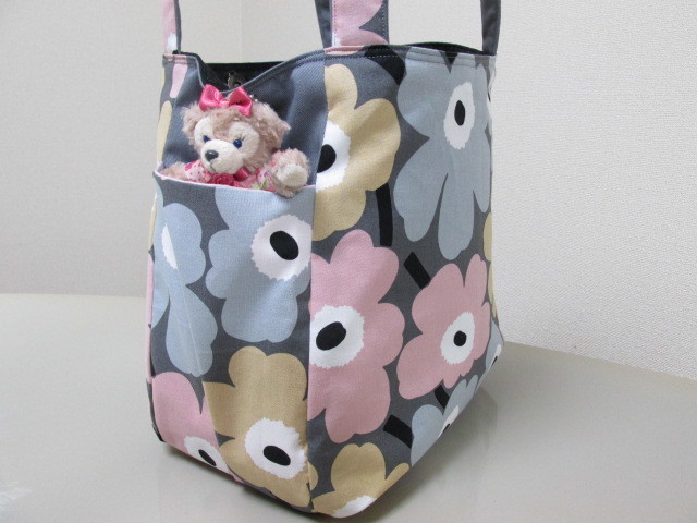 マリメッコハンドメイドグランドトートbagミニウニッコピンクグレーⅢ