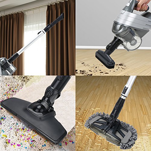 色グレー MooSoo 掃除機 サイクロン式 スティッククリーナー&ハンディー型クリーナー2 in 1 吸水モップ付き　抜群な吸引_2