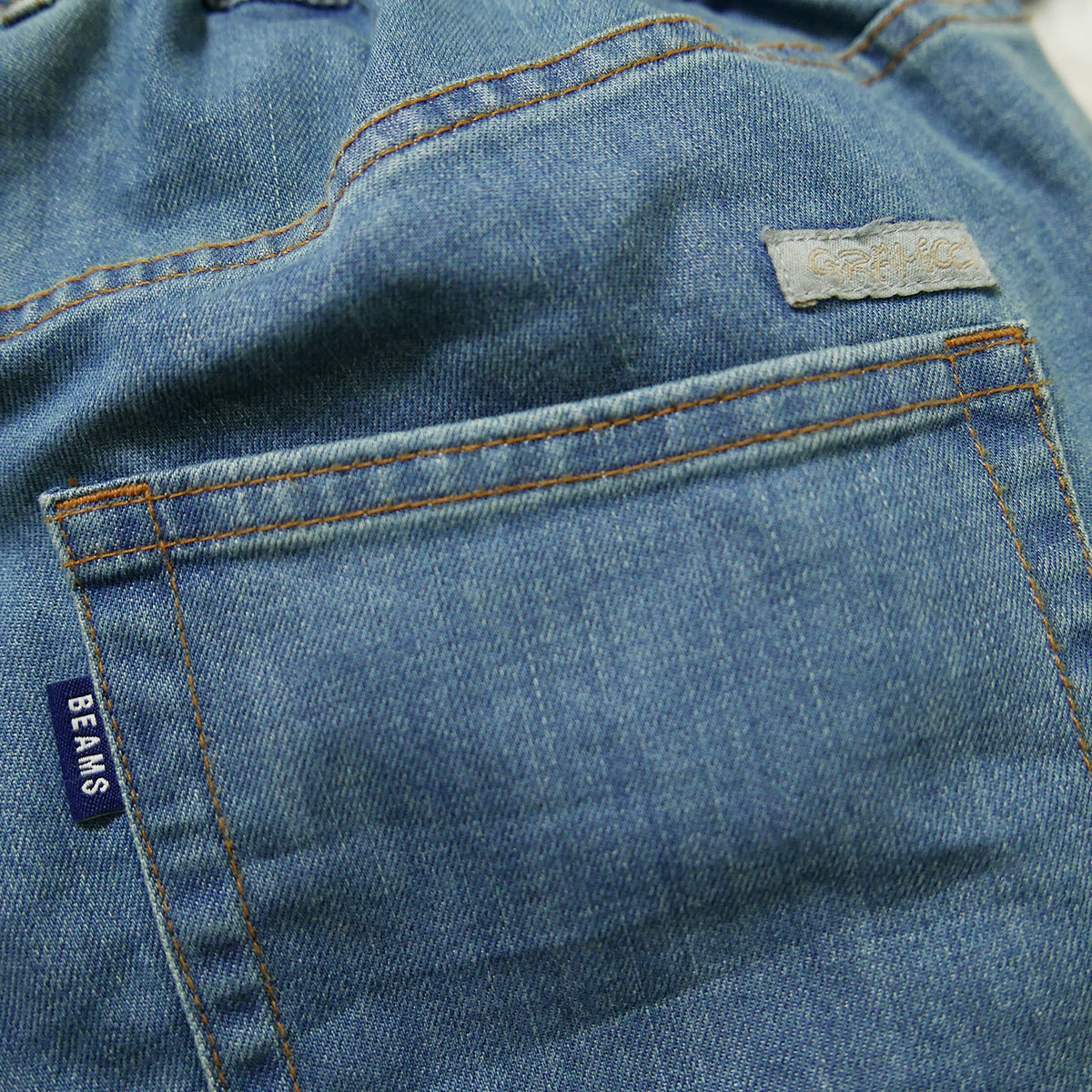 美品◆GRAMICCI × BEAMS / 別注 5ポケット リムーブベルト デニムパンツ M / グラミチ ビームス コラボ ストレッチ