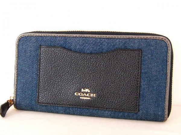 2025，品質保証 K6424 COACH ラウンドファスナー長財布 F26232/デニム/ブルー(女性用財布)｜売買されたオークション情報、yahooの商品情報をアーカイブ公開 - オークファン 服飾小物
