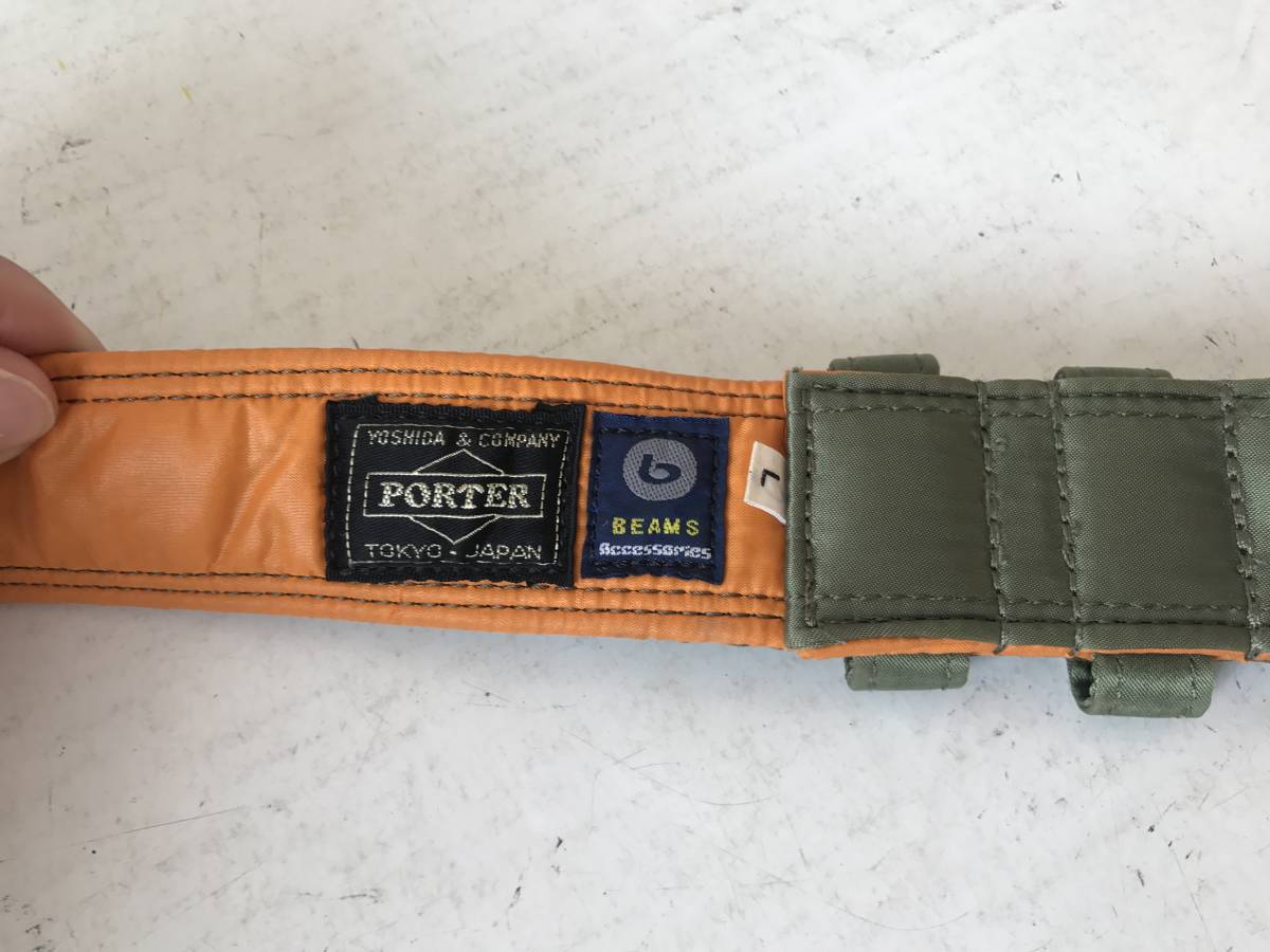 ポーター ビームス タンカー ウエストポーチ　ウエスト バック　ベルト　L 　Lサイズ スマホ タバコ タスポ 財布 ウォレット カーキ 良品