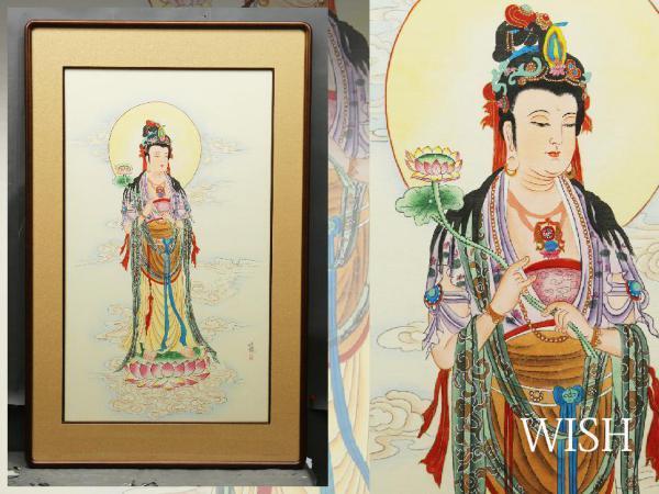 仏画 絹本着色 千手観世音菩薩 今井白洞 S 仏画 絹本着色 千手観世音