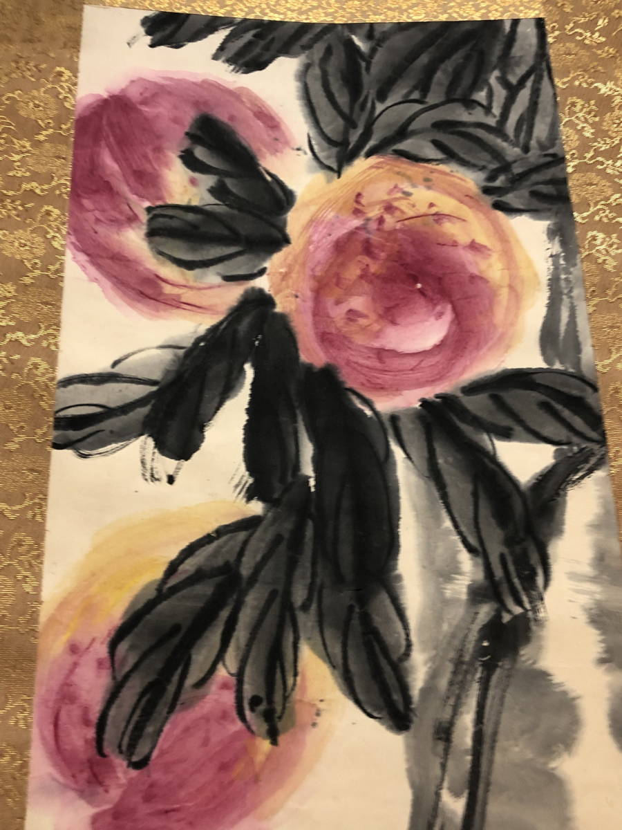 ◇厳◇伝来 中国書法 近代書画家『斉白石・寿桃図』肉筆紙本