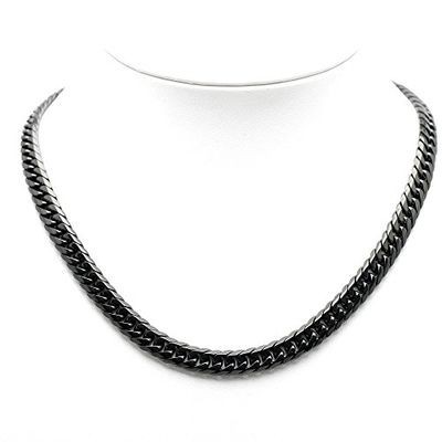 新品 (^^♪ [シルバーワン] ko ダブル喜平 ネックレス[黒 6面カット 幅10mm]標準 ステンレス ［60_4