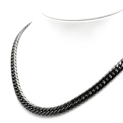 新品 (^^♪ [シルバーワン] ko ダブル喜平 ネックレス[黒 6面カット 幅10mm]標準 ステンレス ［60_5