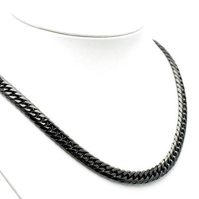 新品 (^^♪ [シルバーワン] ko ダブル喜平 ネックレス[黒 6面カット 幅10mm]標準 ステンレス ［60_6