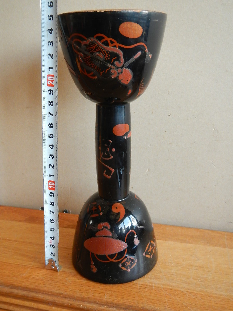 時代蒔絵鼓胴 宝尽くし文様 内部鉋目 （和楽器 漆芸 床の間 和風