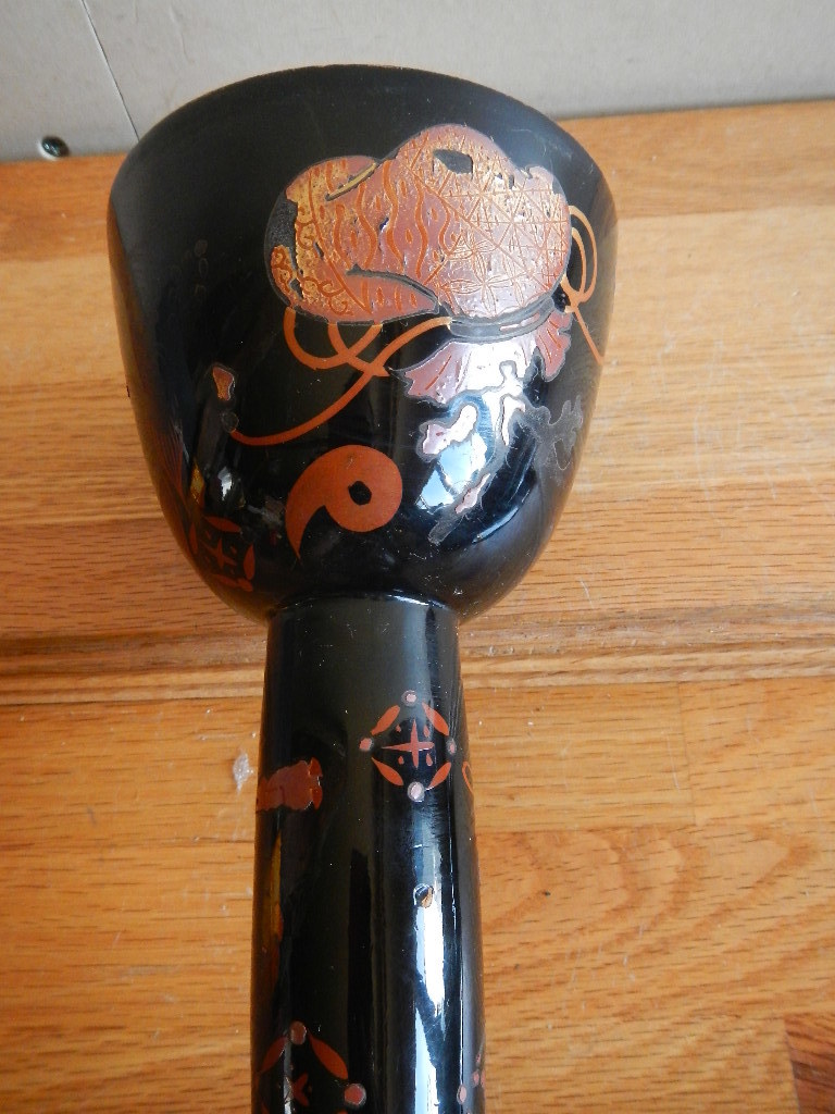 時代蒔絵鼓胴 宝尽くし文様 内部鉋目 （和楽器 漆芸 床の間 和風
