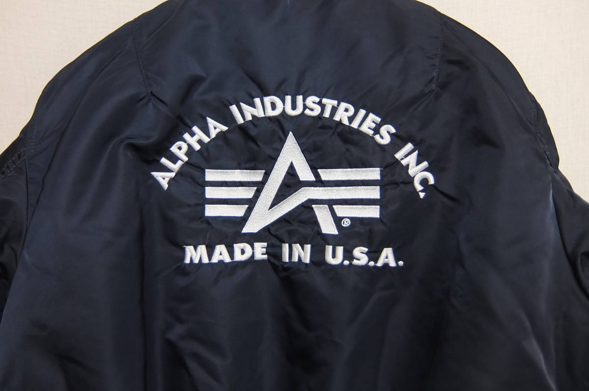 背中レザー刺繍入り☆ALPHAアルファ MA-1フライトジャケット⁄MADE IN USA製