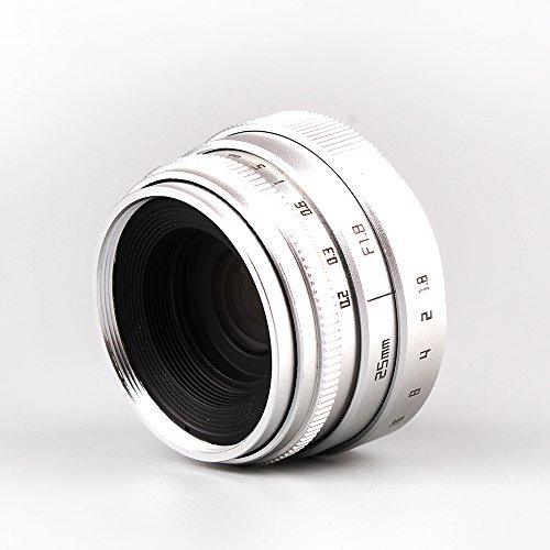 色銀 サイズC-Micro 4/3 (バシュポ) Pixco Mini CCTVレンズ 25mm f/1.8 Cマウントテレビカメ