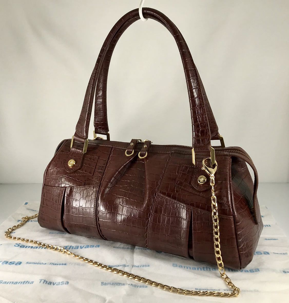 美品 Samantha Thavasa Deluxe サマンサ タバサ 2WAY 押し型本革レザー 
