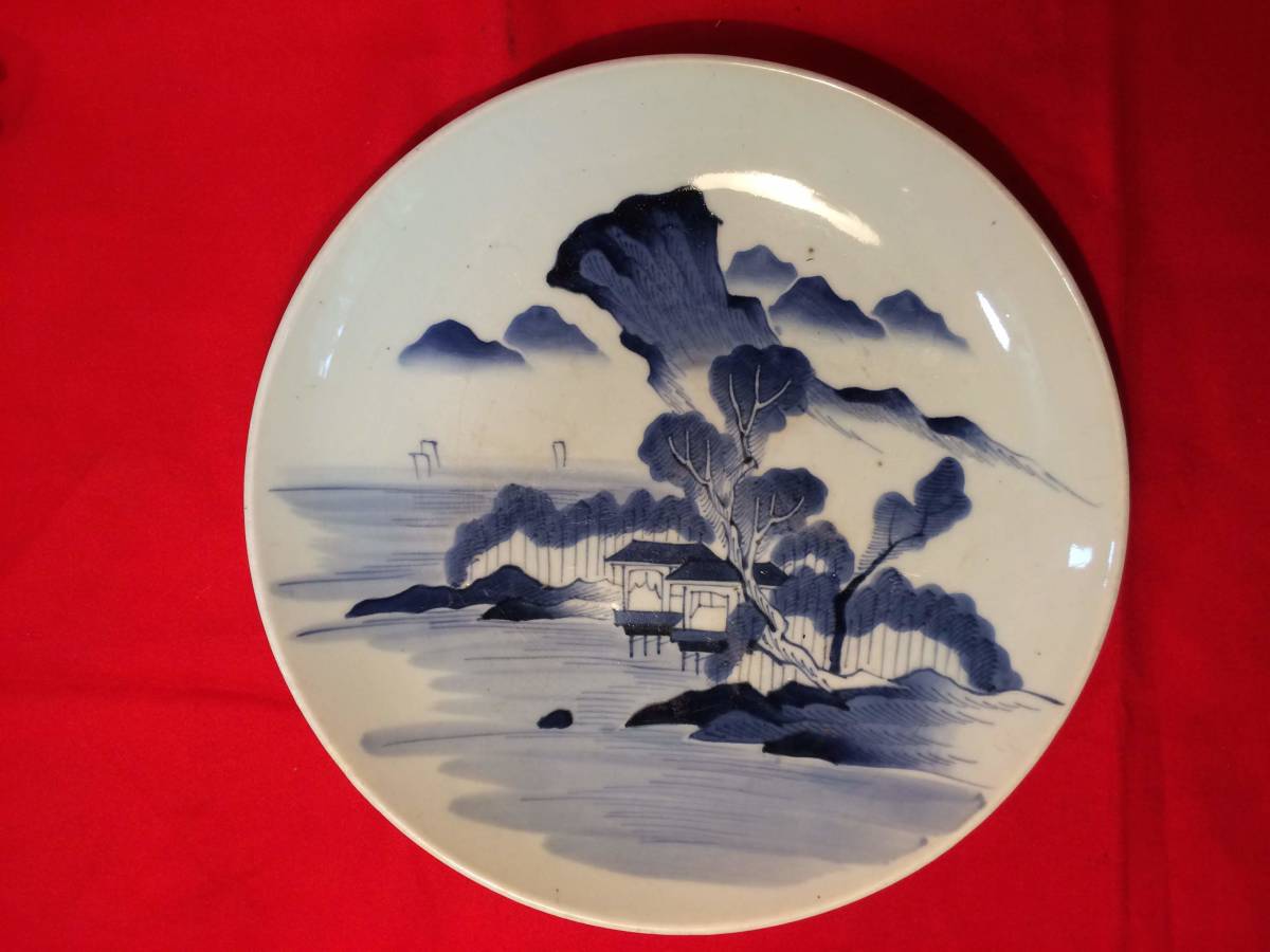 古伊万里染付山水文大皿(径35.5cm 尺2寸皿) 江戸後期