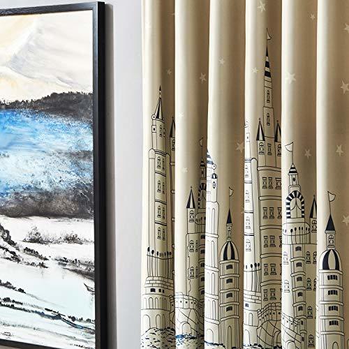 色城 星 海柄ドレープ（ブルー） サイズ幅100ｘ丈178cm 2枚組 Top Finel ドレープカーテン 北欧 遮光 UVカッ